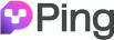 Ping logo with a stylized letter 'P' in purple and gray on a white background